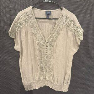 Daytrip Sage Green Lace Detail Women's Top